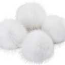 Homtable 6IN Large Faux Fur Pompoms, 4 Pieces Big Pom Pom Balls Fluffy Pompom Ball with Elastic Loop for Shoes Scarves Gloves Scarves Bag Key Chain Charms Accessories (White)