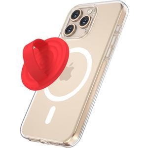 Magnetic Phone Grip Holder Compatible with MagSafe, Ultra Thin Silicone Finger Loop Ring Magnetic Grips for Back of Phone for iPhone Pro Max/Plus/16/15/14/13/12 Series, Red