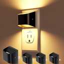 VOLISUN Night Lights Plug into Wall, 4 Pack Up and Down LED Night Light with Dusk to Dawn Light Sensor, 3000K Warm White Nightlight for Hallway, Bedroom, Bathroom, Kitchen Black