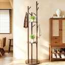 Coat Rack Freestanding 360 Rotating Wooden, 9 Hooks Hat Rack