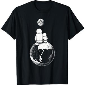 Moon and Astronaut Dad and Baby Space, Gift for Father's Day T-Shirt 3XLT