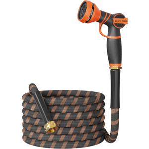 Giraffe Tools Non-Expandable Garden Hose 25FT 1/2 Lightweight Flexible Water Hoses Burst 600 psi with 9 Spray Function Nozzle Heavy Duty Hose