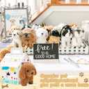 24 set Adopt a Pet Party Favors Kit, White Foldable Dog House Shape Treat Gift Boxes with Holes, DIY Dog Party Favors Boxes for Puppy Pet Adoption Theme Birthday Party Christmas Decor(no toys include)