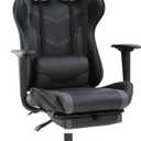 High Back Gaming Chair, Ergonomic Computer Chair with Footrest, Headrest and Lumbar Support, Height Adjustable PU Leather Desk Office Chair for Adults, Grey