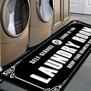 Black-2 Farmhouse Non-Slip Waterproof Rug Runner (Kitchen, Bathroom & Mudroom) - 20"x59"