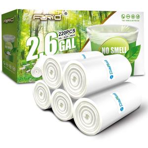 Small Clear Trash Bags FORID 2.6 Gallon Garbage Bags Wastebasket Bin Liners 220 Count Plastic Trash Bags for Bathroom Bedroom Office Garbage Can (220 count)