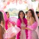 Taiyin 12 Pcs Feather Boa Artificial Fluffy Boa Bulk Lace Handheld Folding Fan Set 5.9 ft Wedding Bridal Shower 1920s Costume