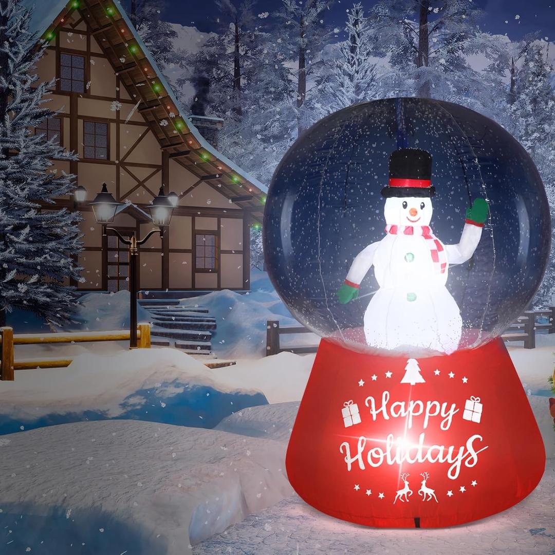 Shappy 5.5ft Inflatable Snow Globe with Built in LEDs Christmas Inflatable Decoration with Snowman Blow Up Holiday Family Party Decoration for Outdoor Yard Garden Lawn (Red,Snowman)