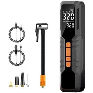 Portable Tire Inflator Air Compressor 4X Air Pump for Car Tires, 12DC Air Pump with Digital Pressure Gauge & LED Lights, 150PSI Tire Inflator for Motorcycle/Bike/Ball/Car Accessories