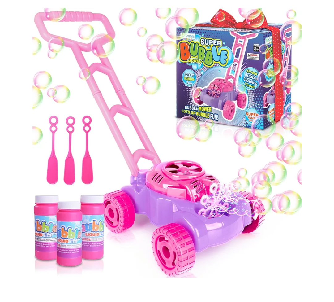 ArtCreativity Bubble Lawn Mower for Toddlers 1-3, Kids Bubble Machine for 1-Year-Old Girl Gifts, Summer Outdoor Push Gardening Toys for Kids Age 1 2 3+ Birthday Gifts for Preschool Girls