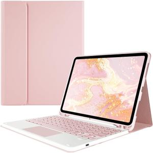 Keyboard Case for iPad Air 11 inch M2 2024/M3 2025/iPad Air 4th/5th 10.9 inch & iPad Pro 11 inch (4th/3rd/2nd/1st), Detachable Bluetooth Keyboard Case with Trackpad and Pencil Holder, Pink