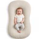 Muslin Baby Lounger Cover 1 Pack, Cotton Soft Breathable Infant Nest Slipcover, Envelope Closure, Compatible with Snuggle Me Loungers, Machine Washable, Cover Only, for Boys Girls(Beige)