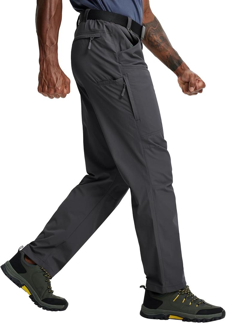 Mens Hiking Pants Lightweight Cargo Work Tactical Nylon Stretch Waterproof Quick Dry Fishing Travel Outdoor 6 Pockets (38W x 32L, Dark Grey)