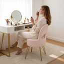 LITZFUR Round Vanity Stool with Storage & Folding Back, Pink Makeup Chair, 
Product Dimensions	15.7"D x 15.7"W x 19.5"H
Item Weight	12.7 pounds