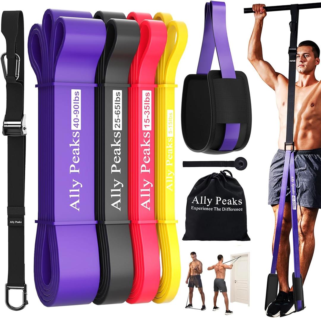 Ally Peaks Pull Up Assistance BandsHeavy Duty Resistance Band for Pull Up BarAdjustable Weight/Size with Fabric Feet/Knee Rest Pull up bands,Up to 410lbs Assistanceresistance bands and assist bands
