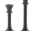 JT17008 Rustic 2 Pack Candlestick Decorative Taper Candle Holder for Table Centerpiece, 7" x 9", Brown