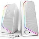 LENRUE Computer Speakers, USB/USB-C Powered PC Speakers with Loud Stereo Sound, Headphone-in for Desktop, Laptop, Monitor (1059White)