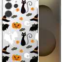 Clear Halloween Phone Case for Samsung S25 Ultra,Ghost Pumpkin Pattern Cover Soft Bumper Protective Cute Boys Girls Phone Case for Samsung S25 Ultra-Ghost Pumpkin