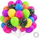 60pcs Neon Balloons 12inch, Yellow Hot Pink Lime Green Orange Blue Purple Rainbow Balloons for 80s 90s Neon Birthday Party Decorations