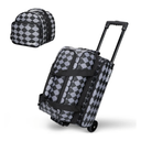 2 Ball Bowling Bag with Wheels + 1 Ball Color Matching Add On Tote,Rolling 3 Ball Bowling Bag with Shoe Compartment