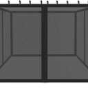 10x10ft Universal Replacement Mosquito Netting, Universal Gazebo Netting with Zippers for Outdoor Garden Patio Gazebo 4-Panel Screen Sidewalls, Black (Mosquito Net Only)