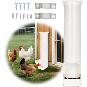 2026 Automatic Chicken Feeder Outdoor, Large Capacity PVC Pipe Hanging Chicken Coop Feeder, with Cover, No Waste and Rainproof Design, Used for Long-Term Feeding of Chickens