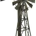 Rustic Distressed Metal Art Windmill Paper Towel Holder Kitchen Table Decor