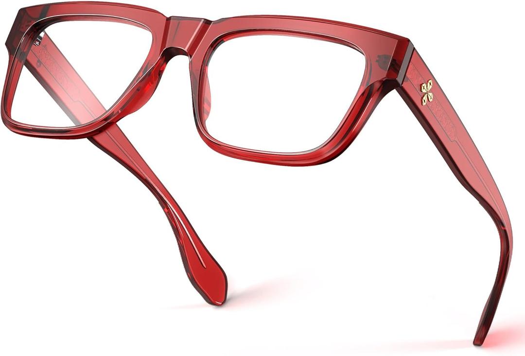 VISOONE TR90 Square Blue Light Blocking Glasses Fashion Computer Eyewear for Women and Men RANDI (Burgundy Red)