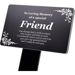 Friend Memorial Remembrance Plaque Stake - Black, Waterproof, Outdoor, Grave Marker, Tribute, Plant Marker 