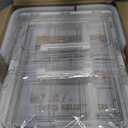 SNSLXH Portable Clear Storage Bins with Lid & Wheels, 24QT Clear Storage Bins with Lid, 4-Tier Plastic Bins with Wheels, Stackable, Magnetic Doors, for Bedroom, Living Room, Office