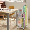 Rolling Craft Storage Cart with 2 Small Fabric Drawers & Lockable Wheels, DIY Organizer for Wrapping Paper, Paints, Brushes, Craft Supplies, Multi-Tier Craft Cart Tape Holder, 16.54x11.4x32.68 Inches