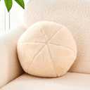 Uvvyui Beige Ball Pillow, 8" Cute Mini Round Throw Pillow Faux Rabbit Fur Room Decorative Throw Pillow, Ball Shaped Pillow Plush Cushion for Couch, Sofa, Bedroom