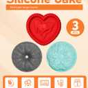 JOYPICKS 3 Pack Silicone Cake Molds Nonstick, Christmas Silicone Bundt Cake Pan, Baking Pan for Cake,Brownie Bread Jello and Pies, Tarts (Multiple colors)