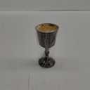 Solid Brass Vintage Chalic Goblet Medieval Handmade Decorative WineGlass Communion Cup with Royal Embossed Design 1Pcs (Without Box, Floral Black)