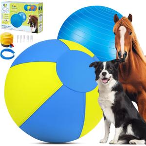 Herding Ball for Dogs and Horses, 18" Jolly Ball for Dogs, Dog Herding Balls for Australian Shepherd Collie,Herding Ball Durable Bite-Resistant with Reinforced Stitching, Dog Toys Gifts - Blue&Yellow