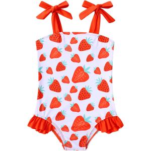 Vieille Toddler Girls Swimsuits Ruffle Bathing Suits One Piece Swimwear 2-6T (White)