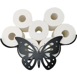 Cow Decorative Toilet Paper Holder Shelf, Cute Funny Tissue Iron Storage Stand Rack Iron Roll Paper Storage Bathroom Kitchen Accessories (Butterfly)