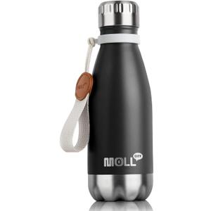 Kids Water Bottle 9 oz Stainless Steel Vacuum Insulated Metal Water Bottle for School Leak Proof Cola Shape Mini Water Bottle for Boys Girls(Black)