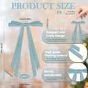 2 x 24 Pcs Christmas Bows for Tree, Light Blue Velvet Ribbon Bow for Christmas Tree, Pre-Tied Vintage Xmas Bows for Xmas Trees Wreaths Gifts Wedding Indoor Outdoor Decorations, 5 x 7 Inch