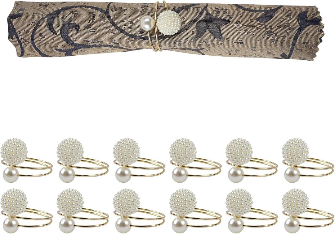 2 x Pearls Spherical Napkin Ring for Party, Holiday, Wedding Table Decoration (12 Sets) 2 x Pearls Spherical Napkin Ring for Party, Holiday, Wedding Table Decoration (12 Sets)