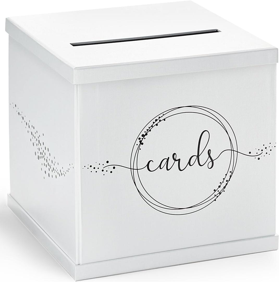 White & Black Wedding Card Box, Large 10 Gift Card Holder, Envelope Box with Slot, Graduation Party, Birthday, Funeral Reception, Baby & Bridal Shower, Sweet 16, Quinceanera, Retirement, Money Basket White & Black Wedding Card Box, Large 10 Gift Card Holder, Envelope Box with Slot, Graduation Party, Birthday, Funeral Reception, Baby & Bridal Shower, Sweet 16, Quinceanera, Retirement, Money Basket