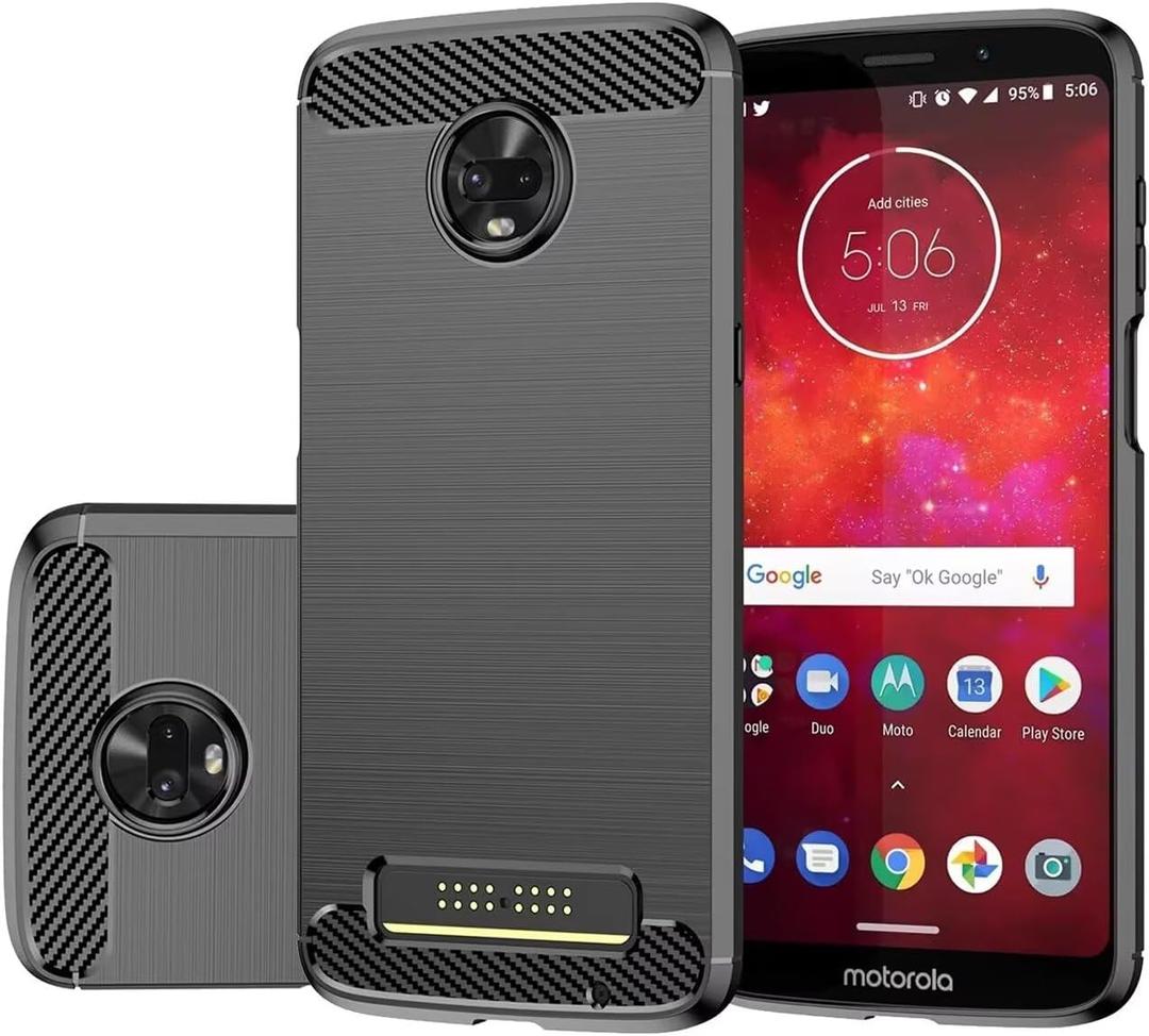 Case for Moto Z3/Moto Z3 Play/Moto Z3 Force XT1929 Case, Slim Thin Phone Case TPU Soft Back Cases Anti-Scratch Shockproof Protective Cover for Motorola Moto Z3 Black