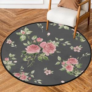 Green Pink Round Carpet Playmat - Play Learn and Have Fun Safely,Crawling Mat, Educational Soft Rug, Shower/Birthday Gift, Roses and Leaves Bouqet of Affection Diameter 70 in Green Pink Round Carpet Playmat - Play Learn and Have Fun Safely,Crawling Mat, Educational Soft Rug, Shower/Birthday Gift, Roses and Leaves Bouqet of Affection Diameter 70 in