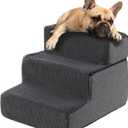 Dog Stairs for Small Dogs & Cats 13.5" H, 3-Step Non-Slip Dog Steps for Bed, Sofa and Chair, Pet Stairs with High Density Foam, Grey