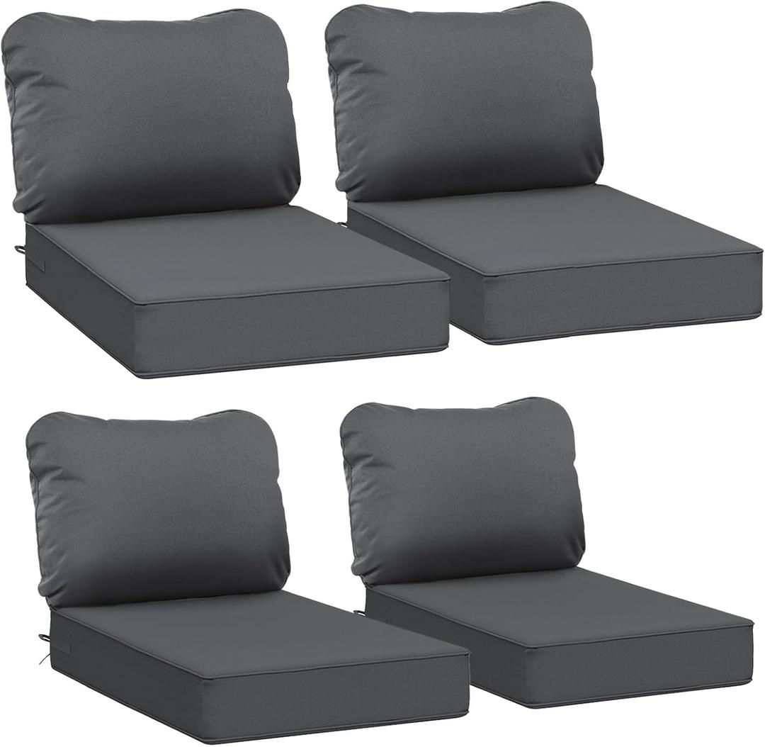 AAAAAcessories Outdoor Deep Seat Cushions, Waterproof, Fade-Resistant Patio Furniture Replacement Cushions, 24" x 24" x 5", Set of 4, Dark Gray (24x24-19'' Mid Back-4 Count) AAAAAcessories Outdoor Deep Seat Cushions, Waterproof, Fade-Resistant Patio Furniture Replacement Cushions, 24" x 24" x 5", Set of 4, Dark Gray (24x24-19'' Mid Back-4 Count)