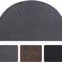 Morning View Half Round Doormat, Gray, Outdoor Indoor Rug - 30x18 inches, Non Slip, High Traffic, Absorbent, Modern Design (Grey)