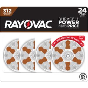 Rayovac Size 312 Hearing Aid Batteries (24 Pack)