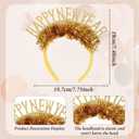 AIUPUOC 2026 Happy New Year Headband Glitter Silver Happy New Year Eve Hair Accessories for Women Adult (Gold)