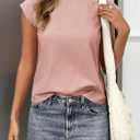 Tankaneo Womens Cap Sleeve Tank Tops Summer Casual Crew Neck Cotton T-Shirts Loose Fit Basic Tee Shirts (L)