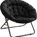 Urban Lifestyle Oversized Polycanvas Foldable Saucer Chair, Black, 37" L x 30" W x 30" D